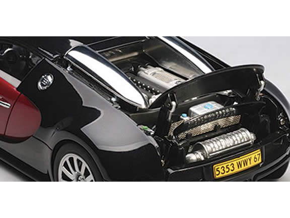 2009 Bugatti Veyron diecast model car 1:18 scale die cast by AUTOart - Black Red
