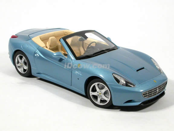 2010 Ferrari California diecast model car 1:18 die cast by Hot Wheels - Blue