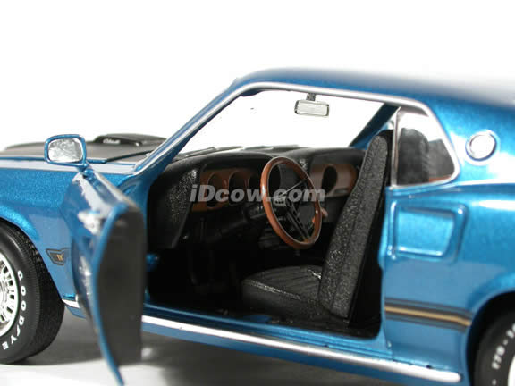 1969 Ford Mustang Mach 1 diecast model car 1:18 scale die cast by Ertl 1 of 2500 - Blue