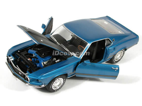 1969 Ford Mustang Mach 1 diecast model car 1:18 scale die cast by Ertl 1 of 2500 - Blue