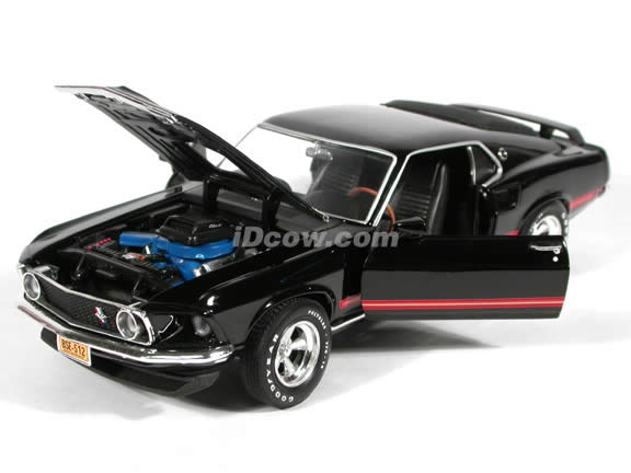 1969 Ford Mustang Mach I diecast model car 1:18 scale die cast by Ertl 1 of 2500 - Black