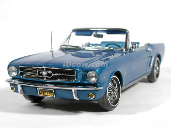 1964 1/2 Ford Mustang Convertible diecast model car 1:18 scale die cast by Precesion Collection 100 ERTL - Blue