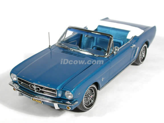 1964 1/2 Ford Mustang Convertible diecast model car 1:18 scale die cast by Precesion Collection 100 ERTL - Blue