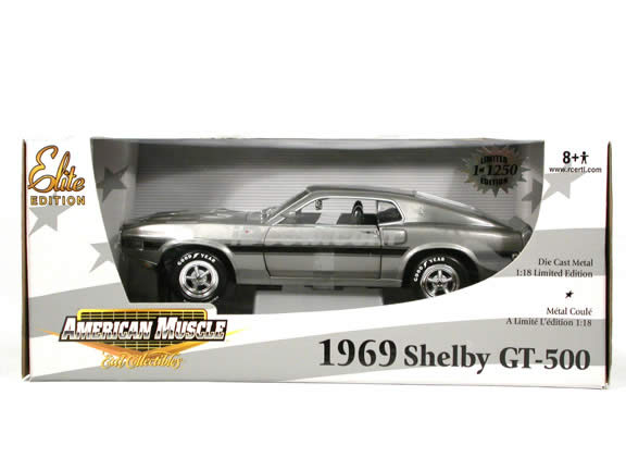 1969 Ford Mustang Shelby GT-500 diecast model car 1:18 scale die cast by Ertl - Dark Grey