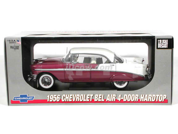 1956 Chevrolet Bel Air 4 Door Hardtop diecast model car 1:18 scale die cast by Ertl Precision Minatures - Dusk Plum