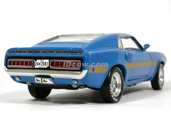 1969 Ford Mustang Shelby GT-500 diecast model car 1:18 scale die cast by Ertl - Blue