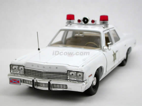1974 Dodge Monaco Police Car diecast model car The Dukes of Hazzard 1:18 scale die cast by Ertl - White 39406