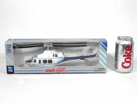 Bell 412 Helicopter diecast model 1:48 scale die cast from NewRay - White and Blue