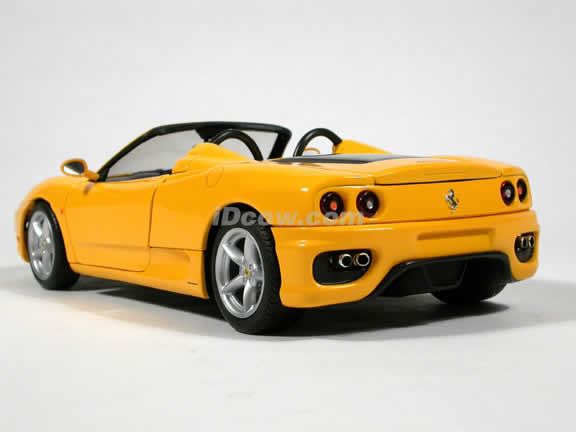 Ferrari 360 Spider diecast model car 1:18 die cast by Hot Wheels - Yellow