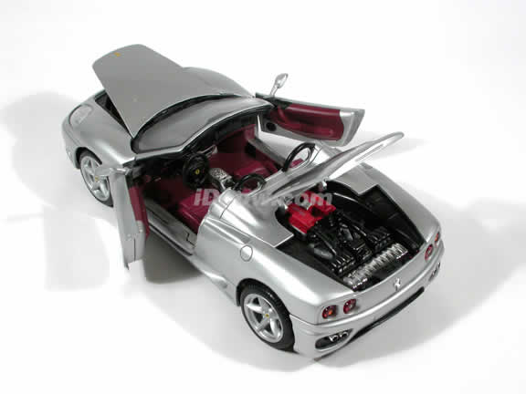 Ferrari 360 Spider diecast model car 1:18 die cast by Hot Wheels - Silver