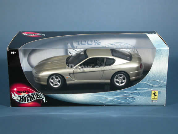 2001 Ferrari 456 M diecast model car 1:18 die cast by Hot Wheels - Warm Silver