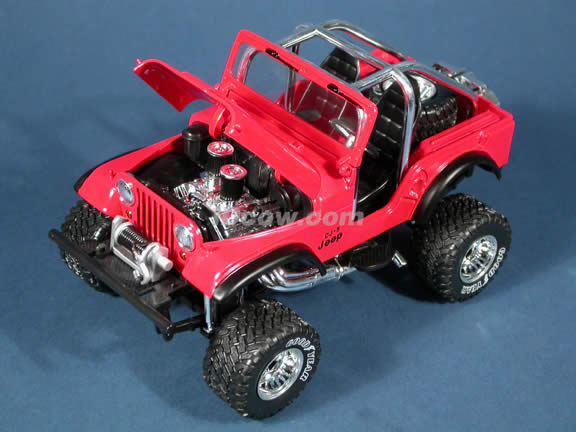 Jeep CJ-5 Modified diecast model car 1:18 scale die cast by Hot Wheels - Red