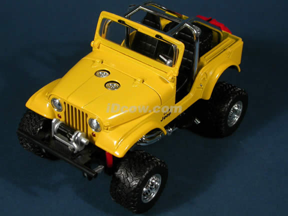 Jeep CJ-5 Modified diecast model car 1:18 scale die cast by Hot Wheels - Yellow