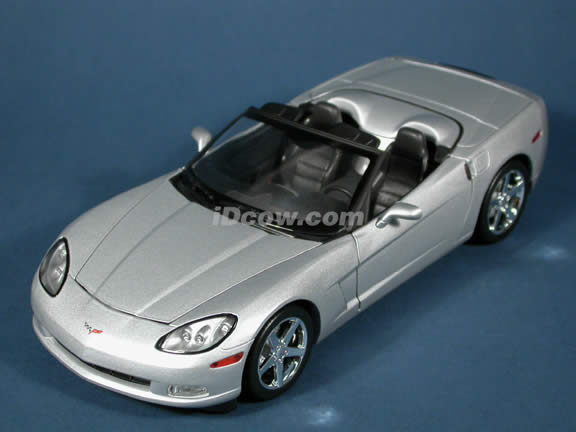 2005 Chevrolet C6 Corvette Convertible diecast model car 1:18 scale die cast by Hot Wheels - Silver