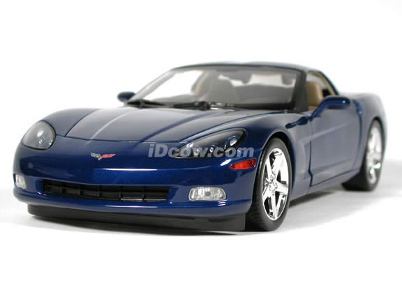 2005 Chevrolet C6 Corvette diecast model car 1:18 scale die cast by Hot Wheels - Blue