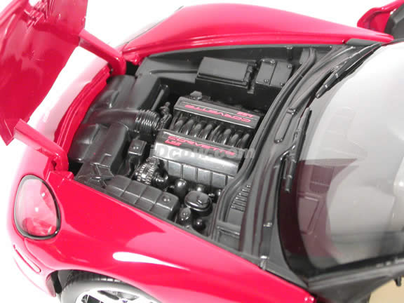 2005 Chevrolet C6 Corvette Convertible diecast model car 1:18 scale die cast by Hot Wheels - Red