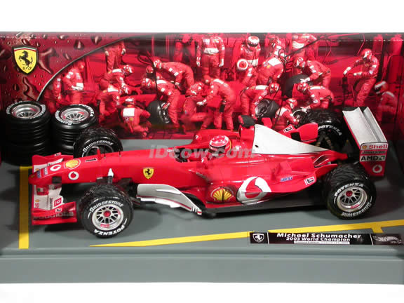 2003 Ferrari Formula One F1 - Michael Schumacher Weathered diecast model race car 1:18 scale die cast by Hot Wheels - Limited Editon