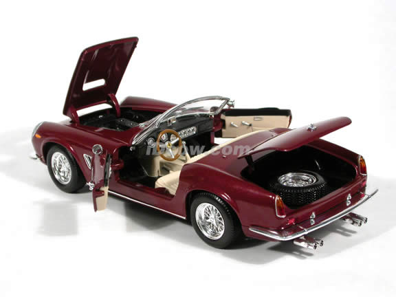 1960 Ferrari 250 GT California diecast model car 1:18 scale Spider by Hot Wheels - Burgundy Spider