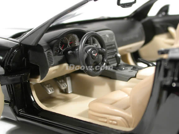2005 Chevrolet C6 Corvette diecast model car 1:18 scale convertible by Hot Wheels - Black Convertible