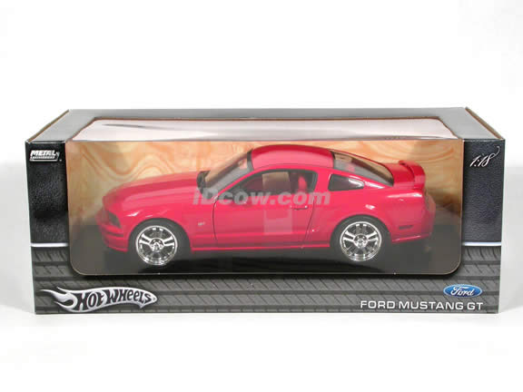 2005 Ford Mustang GT diecast model car 1:18 scale diecast by Hot Wheels - Red