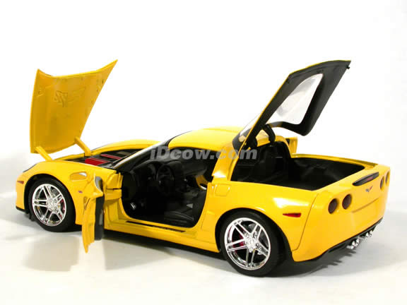 2006 Chevrolet Corvette Z06 diecast model car 1:18 scale diecast by Hot Wheels - Yellow