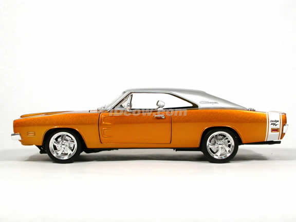 1969 Dodge Charger West Coast Customs diecast model car 1:18 scale diecast by Hot Wheels - Metallic Yellow
