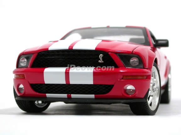 2007 Ford Mustang Shelby GT500 diecast model car 1:18 scale die cast by Hot Wheels Elite - Red Elite J2913