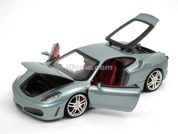 2006 Ferrari F430 diecast model car 1:18 scale diecast by Hot Wheels - Metallic Grey H3069