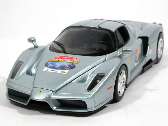 2002 Ferrari Enzo diecast model car 1:18 scale die cast by Hot Wheels - Ferrari 60 Relay Silver L2971