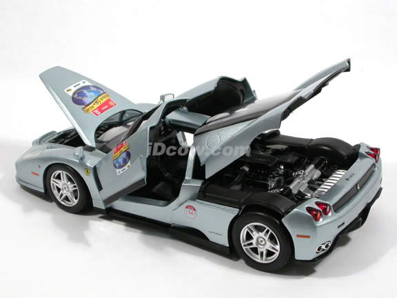 2002 Ferrari Enzo diecast model car 1:18 scale die cast by Hot Wheels - Ferrari 60 Relay Silver L2971