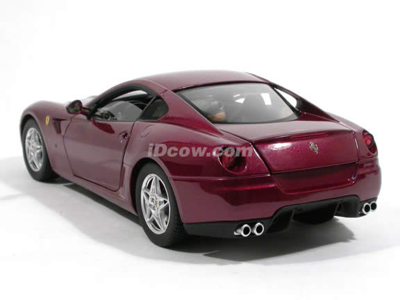 2007 Ferrari 599 GTB diecast model car 1:18 scale Fiorano by Hot Wheels Elite - Metallic Burgundy M1200