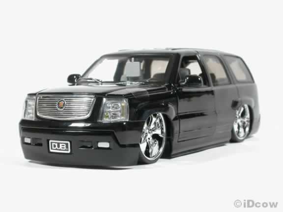 2002 Cadillac Escalade SUV Diecast model car with Spintek Stunners  1:18 scale from Dub City Jada Toys - Black