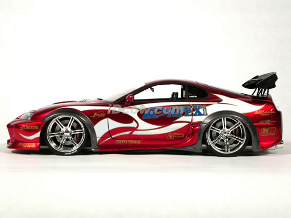 1995 Toyota Supra diecast model car 1:18 scale from Import Racer Jada Toys - Red