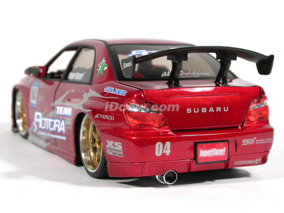 2004 Subaru Impreza WRX Sti diecast model car 1:18 scale die cast from Import Racer Jada Toys - Red Metallic
