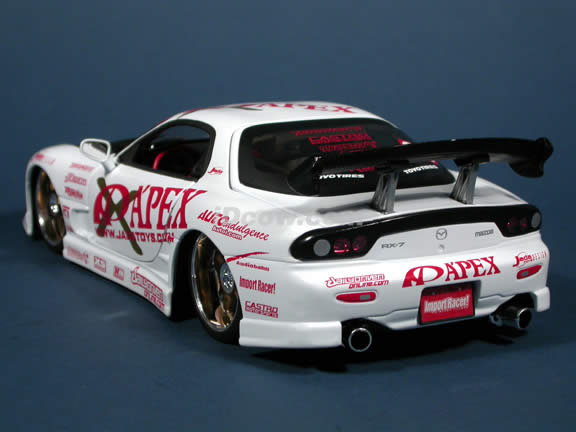 1994 Mazda RX-7 diecast model car with Wheels by RacingHart & Da Luck 1:18 scale die cast from Import Racer Jada Toys - White