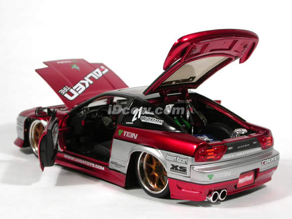 1990 Nissan 240SX diecast model car 1:18 scale die cast from Import Racer Jada Toys - Metallic Red and Grey Middle