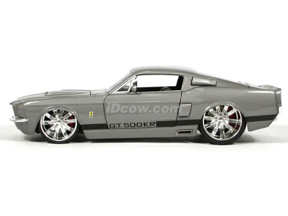 1967 Ford Mustang Shelby GT-500 KR diecast model car 1:18 scale die cast by Jada Toys - Dark Silver