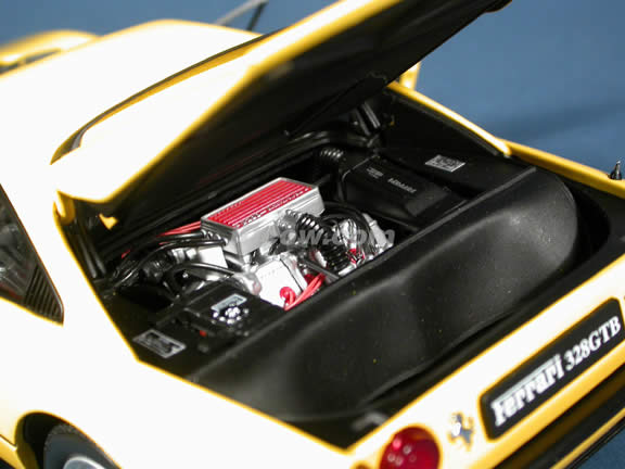 1988 Ferrari 328 GTB diecast model car 1:18 scale die cast from Kyosho - Yellow