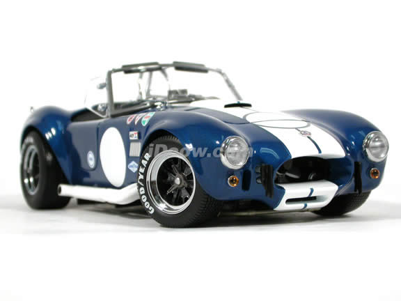 1964 Shelby Cobra 427 S/C diecast model car 1:18 scale die cast from Kyosho - Blue with White Stripes