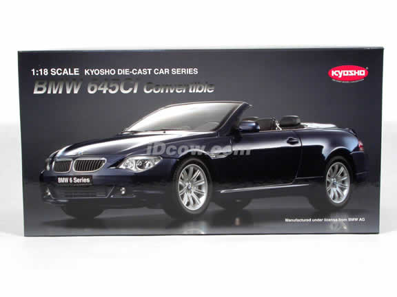 2004 BMW 645Ci Convertible diecast model car 1:18 scale die cast from Kyosho - Blue