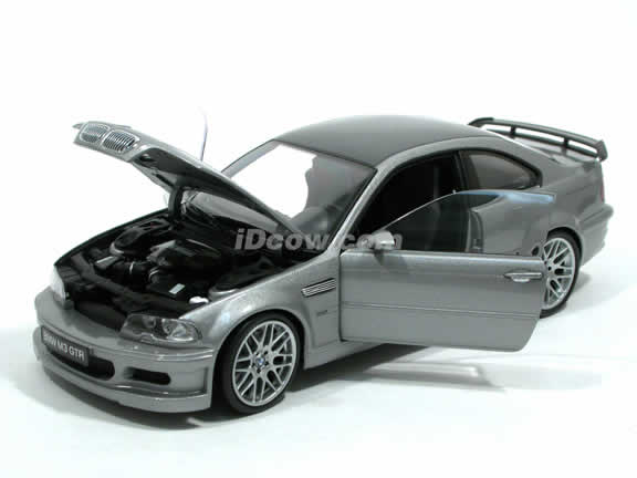 2003 BMW M3 GTR diecast model car 1:18 scale die cast from Kyosho - Silver Grey 08507S