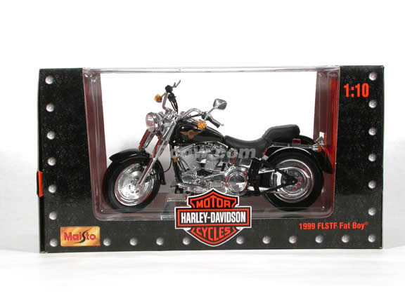 1999 Harley Davidson FAT BOY FLSTF Model Diecast Motorcycle 1:10 die cast by Maisto - Black