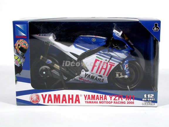 2008 Yamaha YZR-M1 #46 Valentino Rossi Diecast Motorcycle Model 1:12 scale die cast by NewRay - Fiat