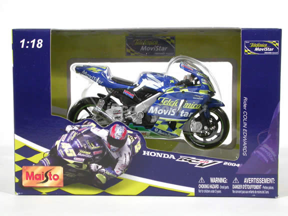 2004 Honda RCV 211 #45 Colin Edwards Diecast Motorcycle Model 1:18 scale die cast from Maisto - Blue