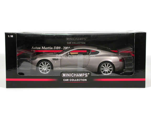 2004 Aston Martin DB9 Coupe diecast model car 1:18 scale die cast from Minichamps - Violet Silver