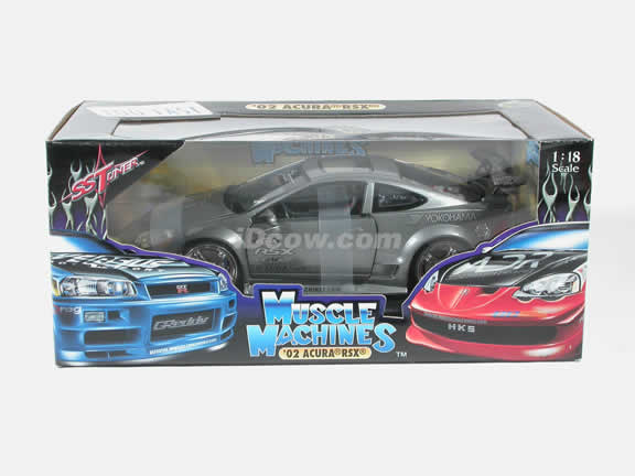 2002 Acura RSX Diecast model car 1:18 scale from Muscle Machines - Charcoal Grey