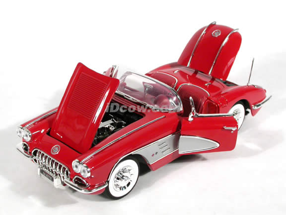 1958 Chevy Corvette diecast model car 1:18 scale die cast by Motor Max - Red