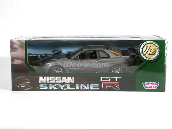 2002 Nissan Skyline GT-R diecast model car 1:18 scale die cast by Motor Max - Silver Grey