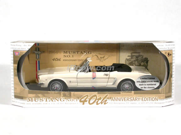 1964 1/2 Ford Mustang Convertible diecast model car 1:18 scale die cast by Motor Max - Cream White 1 of 3064