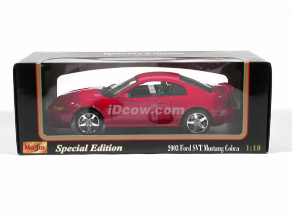 2003 Ford Mustang SVT Cobra Coupe diecast car model 1:18 scale die cast by Maisto - Red